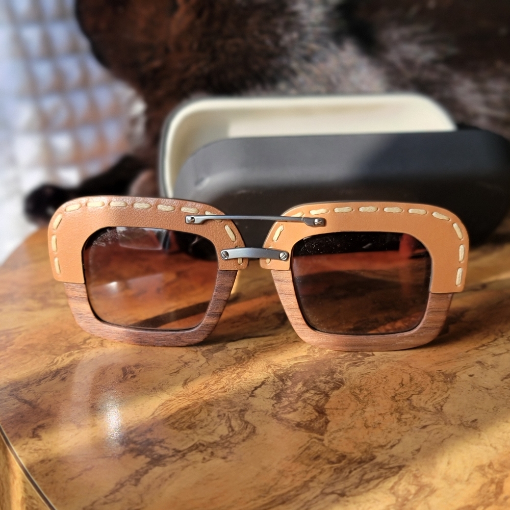 Vintage Prada Sunglasses with leather accent Y2K